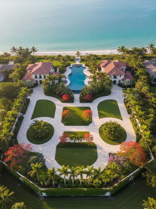 Overhead plan of tropical landscape design