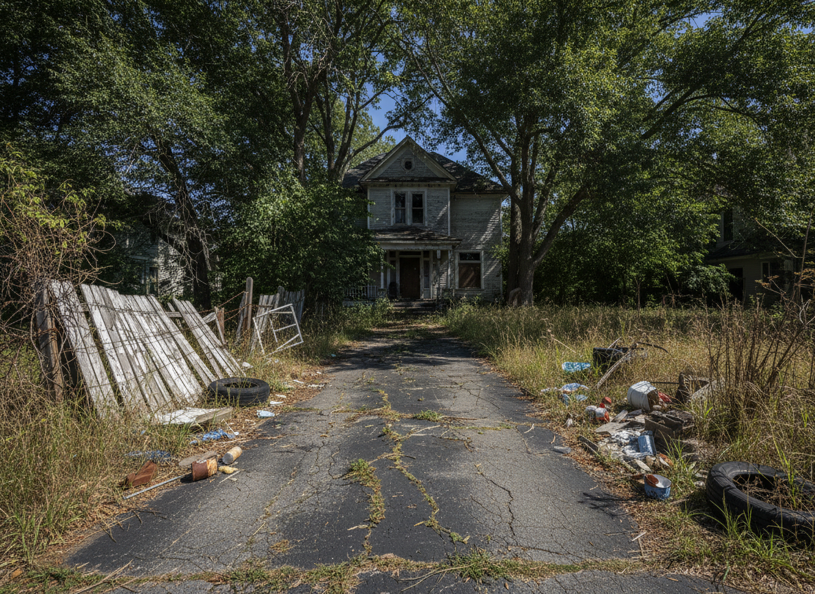 Neglected Sarasota property before restoration